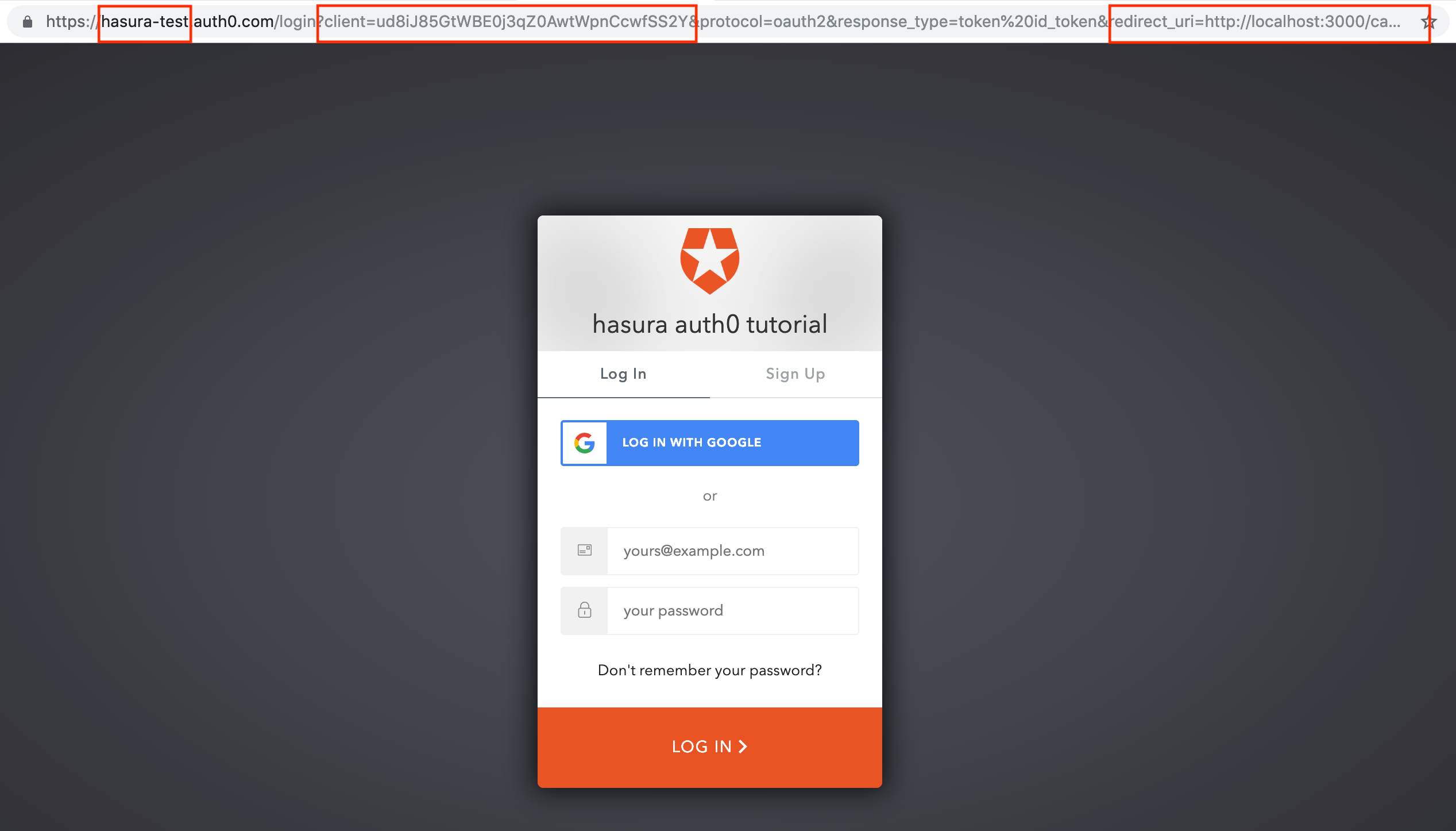 Auth0 login page