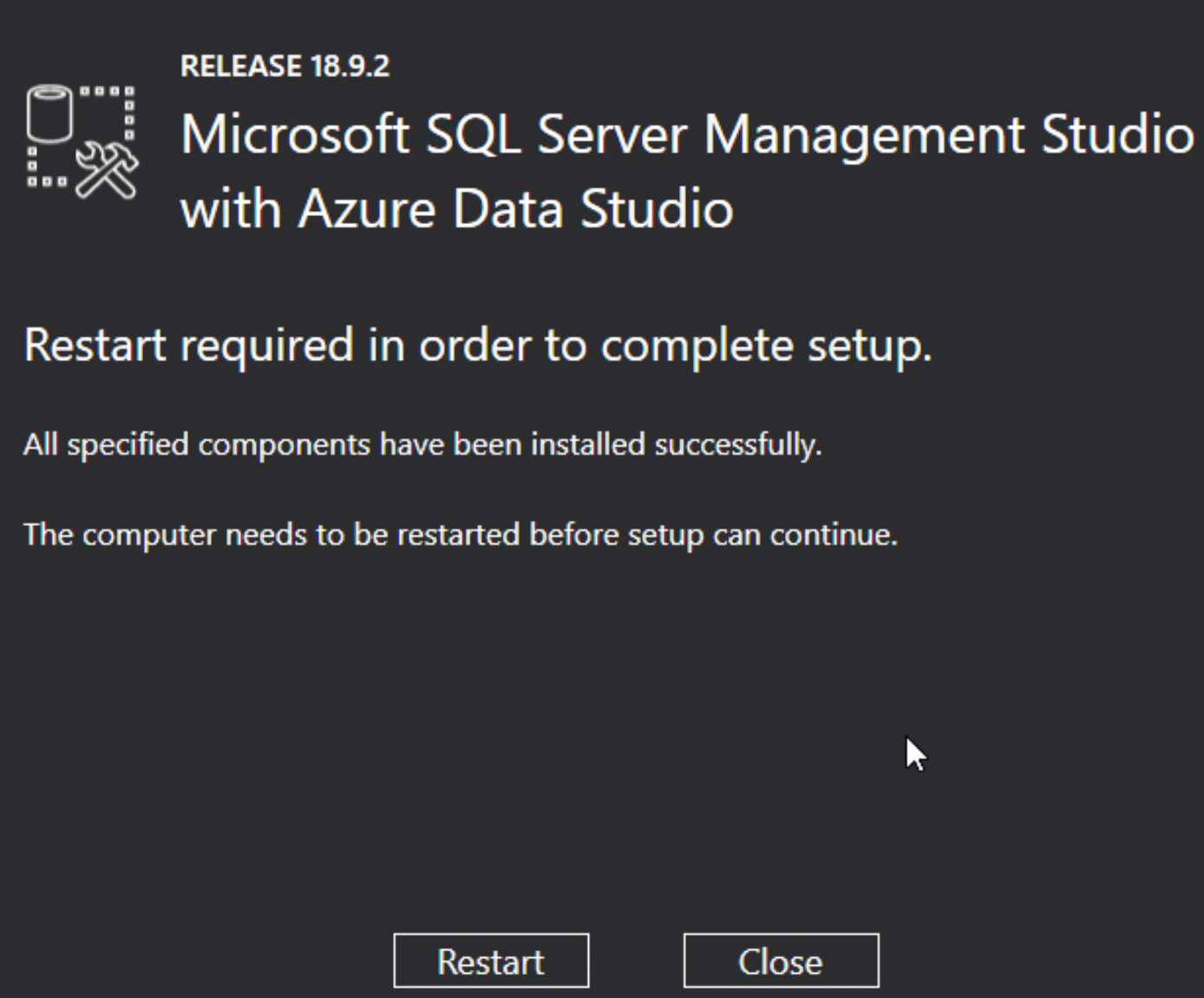 SSMS Installed