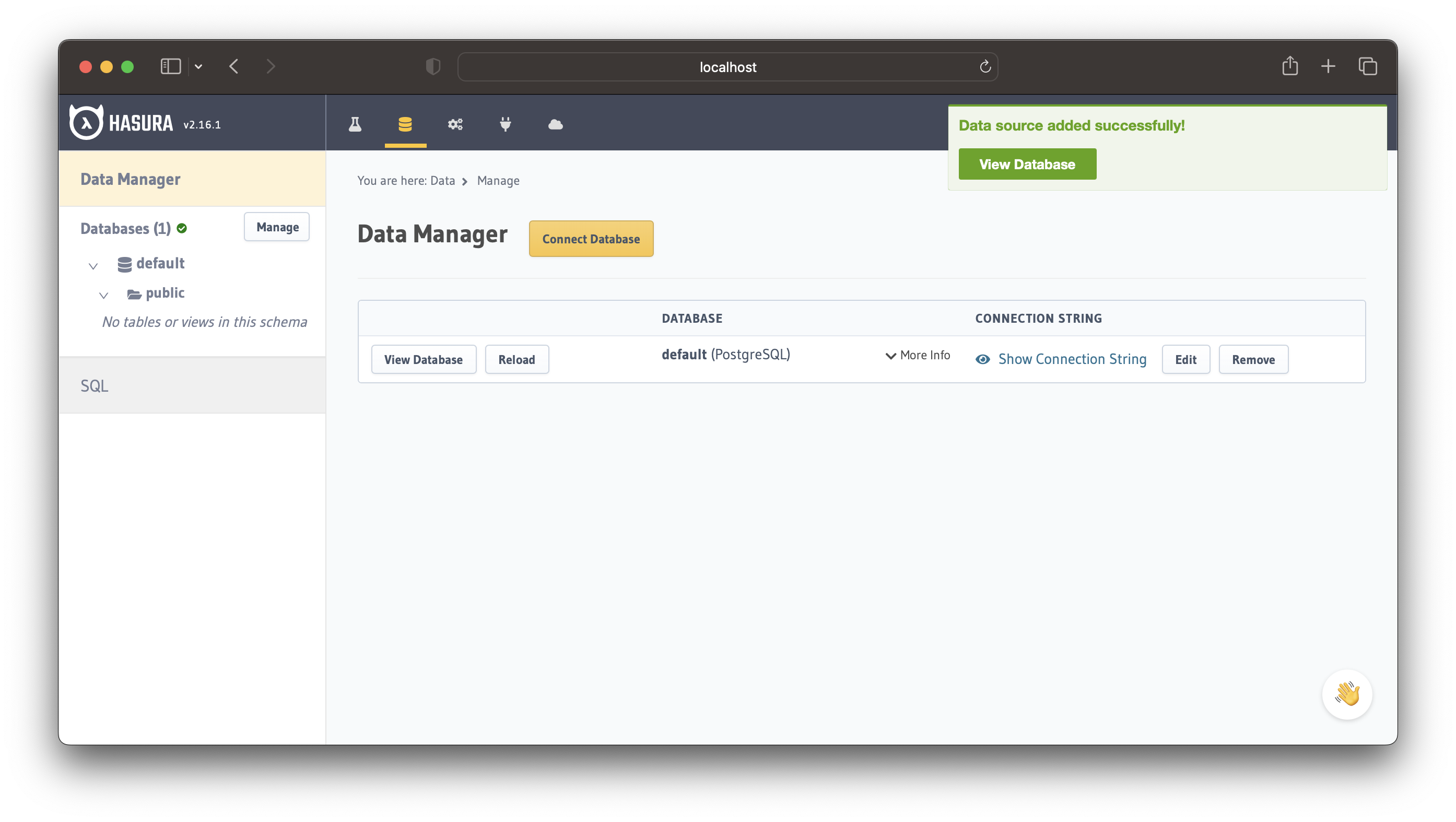 Hasura Console DB Manager