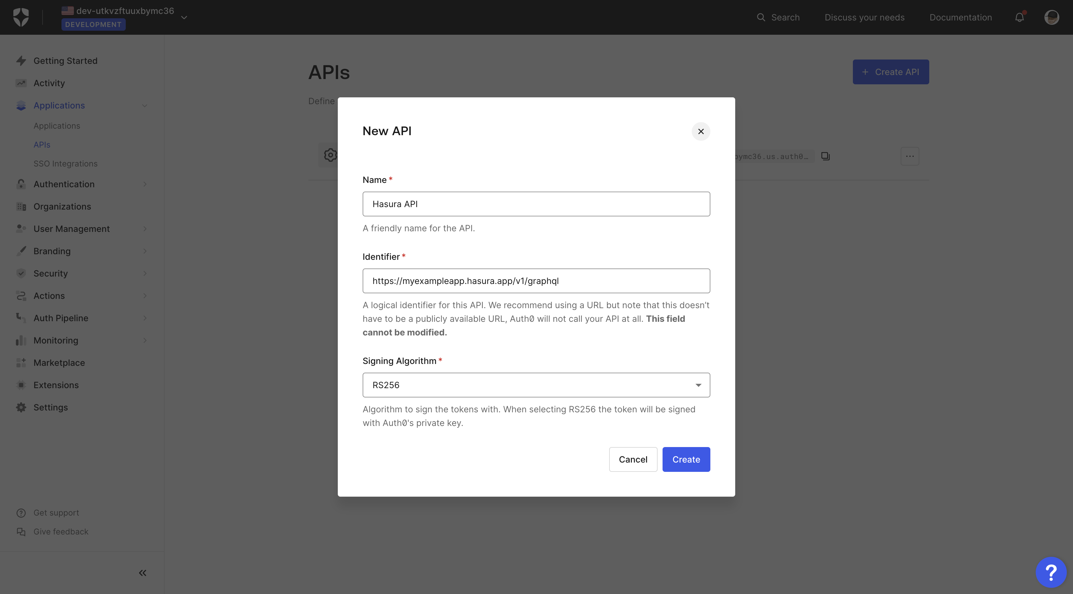 Auth0 New API Page