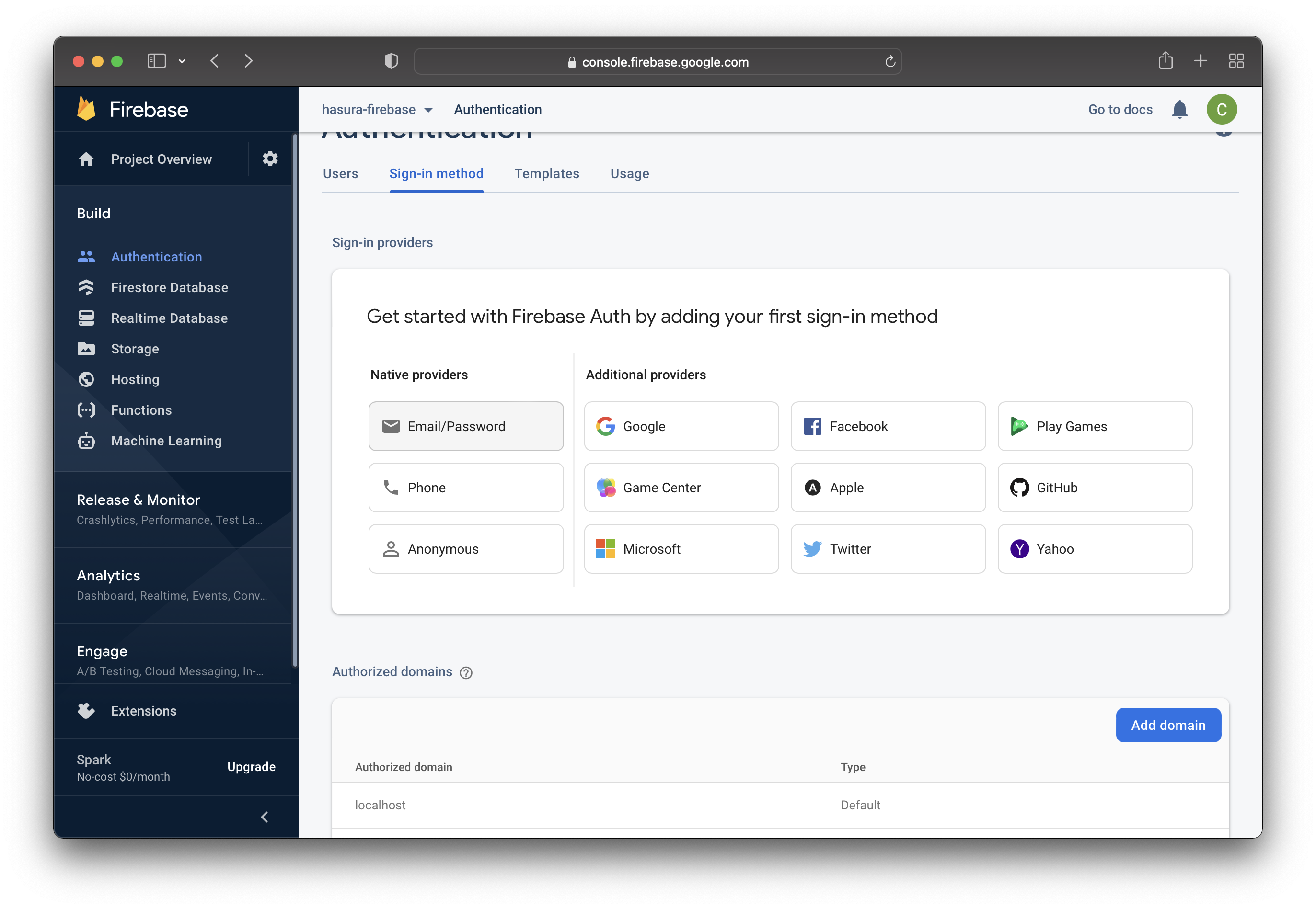 Firebase Project Auth Page