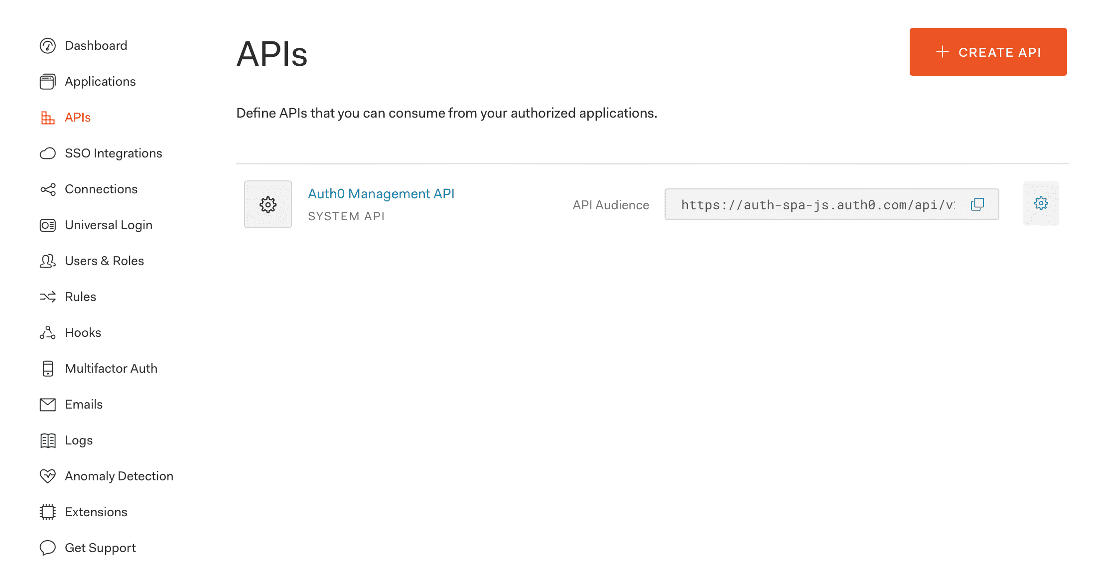 Cree la API de Auth0