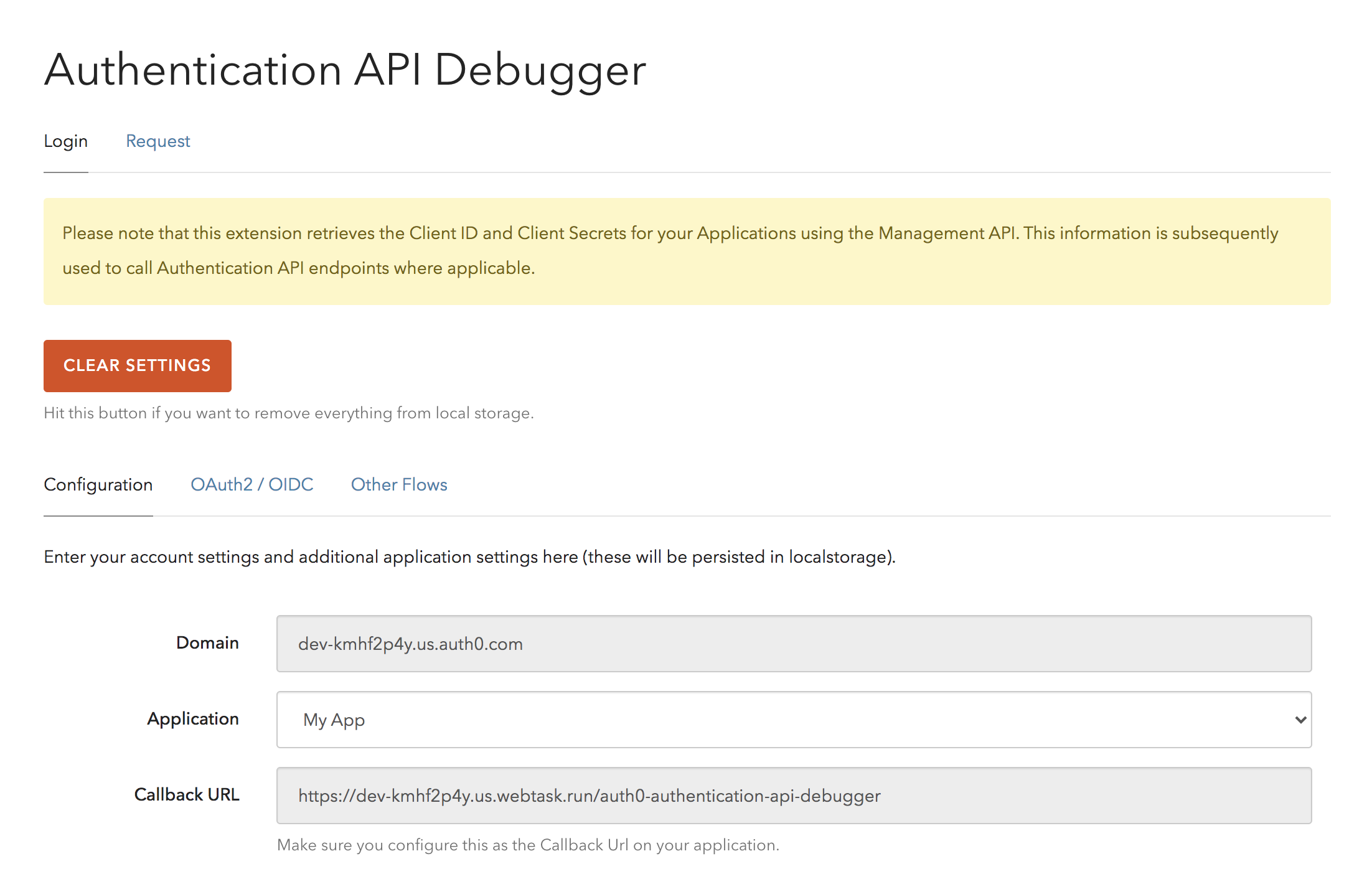 Depurador de API de Auth0