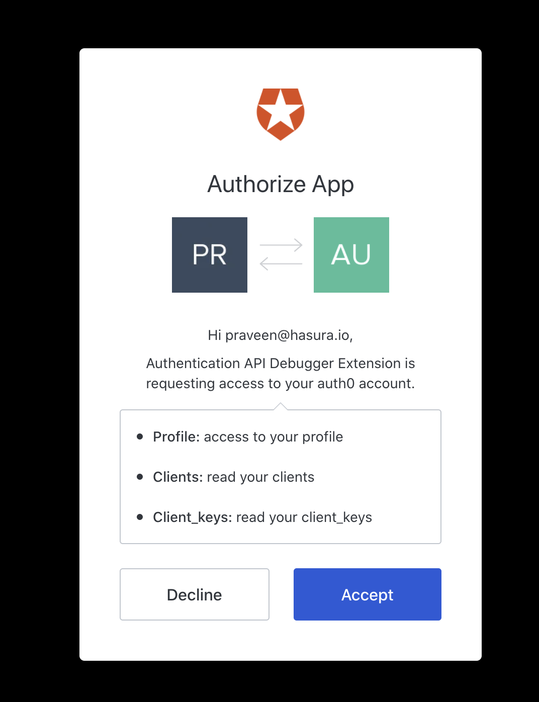 Auth0アプリを承認する