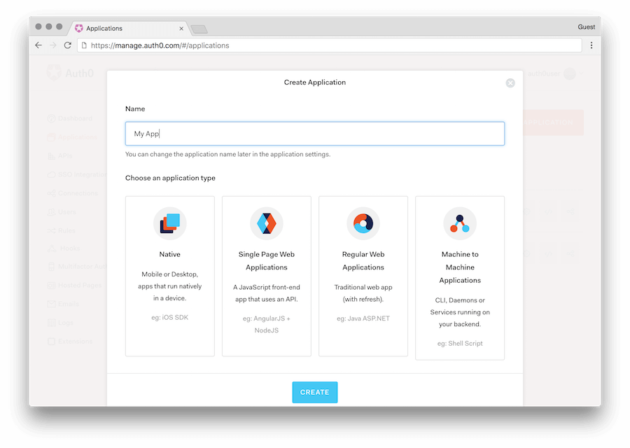 Creación de la aplicación Auth0