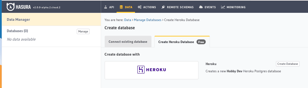 创建 Heroku 数据库