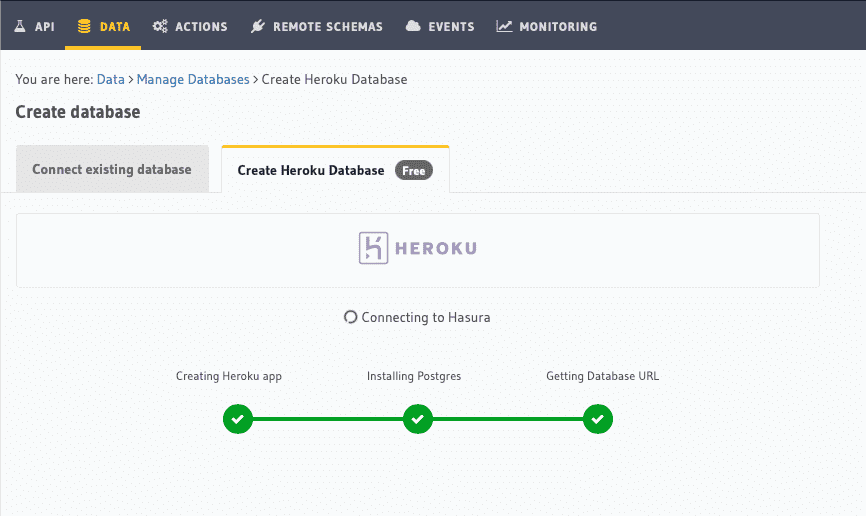 Configuración de Heroku de Hasura Cloud