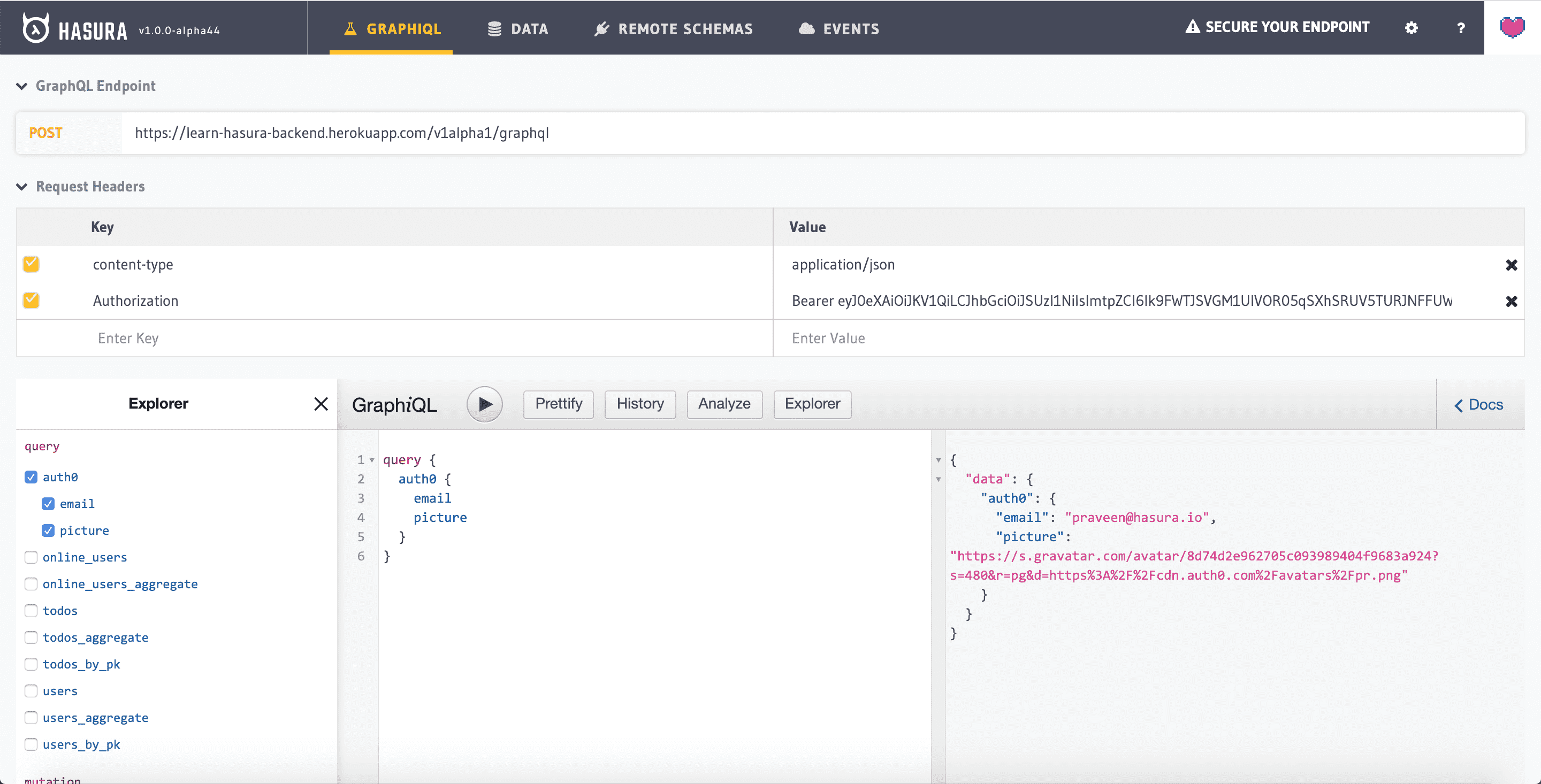 remote schema query