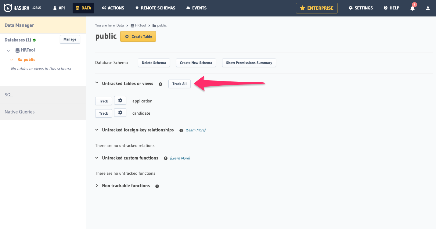 Tracking all tables